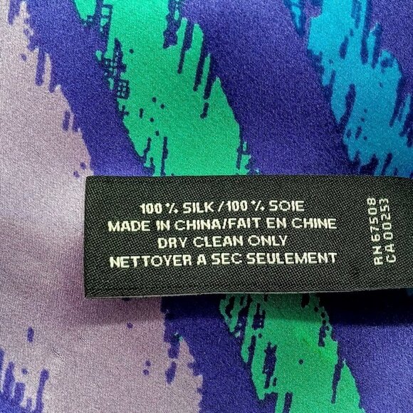 Jones New York Purple Blue Green Abstract Print Silk Oblong Scarf - Picture 4 of 4